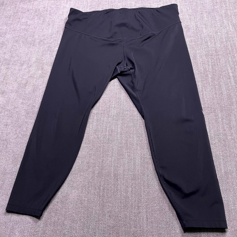 Nike Dri Fit Athletic Leggings Womens 2X Black Stretch Swoosh Logo High Waisted